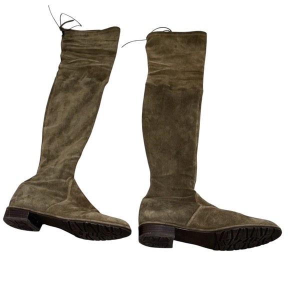 Stuart Weitzman Lowland Olive Green Suede Over the Knee Flat Boots Size 7.5 - Picture 4 of 9